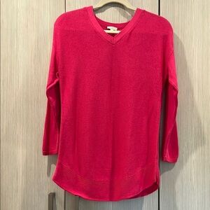NEW Talbots | Hot Pink V-Neck Knit Tunic Sweater‎ | Petite Small (SP)